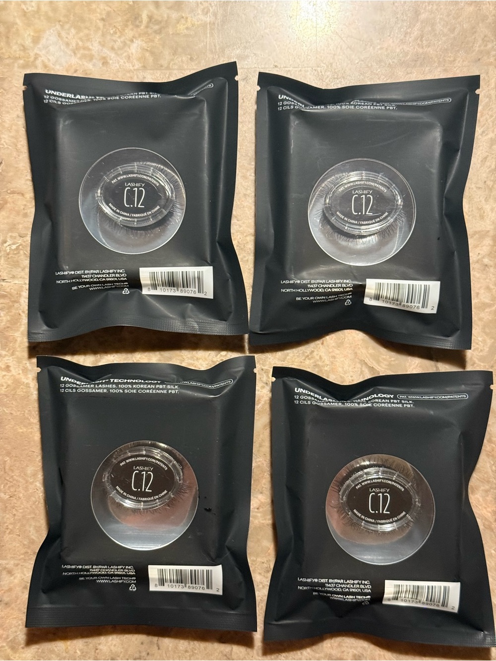 LASHIFY C.12 False Eyelashes — Black Pack of 4